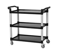 Carro de Servicio Multifuncional de 3 Niveles para Oficina - Alta Resistencia 500 kg, estantes Polipropileno y Postes Aluminio - Ruedas 360° con Freno