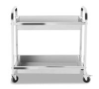 Carro de servicio multifuncional portátil - Carretilla de mano de acero de 3 niveles con barra de empuje, resistencia a altas temperaturas, fácil movilidad, ideal para cocina, garaje, hotel