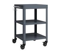 casa.pro Carro de Servicio Bolognano para Jardín Carrito Auxiliar con 4 Ruedas y 4 Ganchos de Exterior Carro de Barbacoa de 3 Niveles Patio Piscina Terraza Metal 81 x 50 x 50 cm - Gris Oscuro