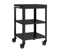 casa.pro Carro de Servicio Bolognano para Jardín Carrito Auxiliar con Ruedas de Exterior Carro de Barbacoa de 3 Niveles Patio Piscina Terraza Metal 81 x 50 x 50 cm - Negro
