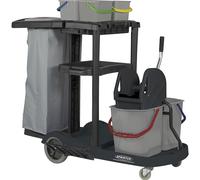 Carro de servicio PuriX Sprintus, con sistema de 4 cubos, prensamopas, recogida selectiva