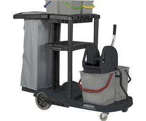 Carro de servicio PuriX Sprintus, con sistema de 4 cubos, prensamopas, recogida selectiva