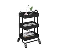 Carro de servicio pyhäntä con 3 cestas acero 79 x 46 x 35 cm - negro mate [en.casa]