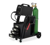 Carro de Soldadura Relaxdays, 4 cajones, 2 estantes, hasta 110 kg, HxBxT: 70 x 38 x 71 cm, Acero, Negro