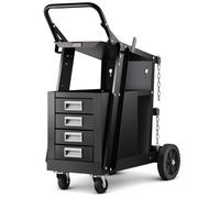 Carro de soldadura VEVOR, carro de soldadura de 2 niveles y 4 cajones con capacidad de peso de 265 libras, ruedas giratorias de 360°, cadenas de seguridad para almacenamiento de tanques, carro de sold