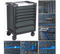 Carro de taller 7 cajones con herramienta, 6 MODULOS EVA AZUL