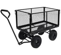 Carro de transporte de hasta 350 kg con rejilla metálica: carro de jardín estable e inoxidable - Carro con estante, carretillas de mano para, entre otros, en césped y grava