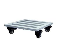 Carro de Transporte de macetas Resistente - Carrito de jardín Cuadrado de Metal de 63,5 cm (25") con Ruedas para Uso Interior/Exterior, Soporte Grande para macetas con platillos, Color Gris.