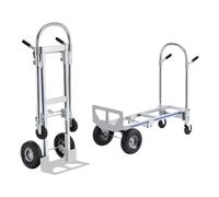 Carro de transporte plegable resistente 2 en 1 con ruedas de goma, carro de mano de aluminio con plataforma industrial para una fácil carga y transporte