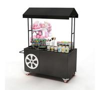 Carro de Vendedor al Aire Libre con Ruedas, Carro de Vendedor de Comedor portátil con Dosel, Puestos de Mercado de Agricultores, Soporte de exhibición de Venta de refrigerios, Eventos(B,62.9IN)