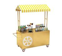 Carro de Vendedor al Aire Libre con Ruedas, Carro de Vendedor de Comedor portátil con Dosel, Puestos de Mercado de Agricultores, Soporte de exhibición de Venta de refrigerios, Eventos(C,51.1IN)