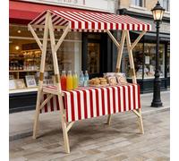 Carro de Ventas Charcutería con Toldo Y Mantel, Carro de Ventas para Exteriores de 120/150 cm, para Eventos al Aire Libre, Stand Expositor de Comida para Mercados Agrícolas(Red,150cm/59in)
