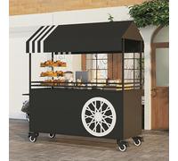 Carro de Ventas portátil con Ruedas bloqueables, Expositor para Puestos de Mercado con toldo, Ideal para Eventos, ferias y Tiendas(Nero,120cm/47.2in)