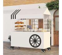 Carro de Ventas portátil con Ruedas bloqueables, Expositor para Puestos de Mercado con toldo, Ideal para Eventos, ferias y Tiendas(Wit,120cm/47.2in)