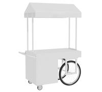 Carro de Ventas Portátil, Puestos del Mercado, con Toldo, 3 Cajones, Ruedas con Bloqueo, de Hierro, para Mercados, Puestos de Comida Callejera y Eventos(White,140cm/55in)