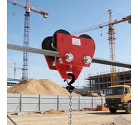 Carro de viga manual de 2 toneladas/4409 lb, ancho de brida ajustable de 2,56" a 4,52" para vigas en I y H, carro de empuje aéreo con 4 ruedas de alta resistencia