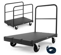 Carro de Yeso VEVOR, Capacidad de Carga de 1800 lbs, Carro de Panel de Acero con Ruedas Giratorias de 5 Pulgadas, Plataforma de 36 x 24 Pulgadas Barandillas para Fábrica, Almacén, Garaje, Negro