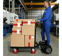 Carro eléctrico de plataforma de alta capacidad de 660 libras, carga de 900 W, carretilla de mano motorizada de 35 km, plataforma rodante pesada de 110 x 65 cm, para uso en almacén y exterior.