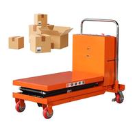 Carro elevador hidráulico con mesa de elevación de tijera y ruedas para un fácil movimiento del paquete, ajuste manual de altura, solución de manejo duradera y portátil