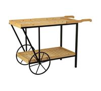 Carro expositor de metal y madera