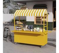 Carro Extensible Con Mesa for Exteriores, Práctico Carro Con Ruedas, Estructura Resistente, Adecuado for Mercados Nocturnos Y Atracciones Turísticas(Yellow,DOORLESS_160CM/63IN)