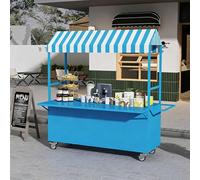 Carro Extensible Con Mesa for Exteriores, Práctico Carro Con Ruedas, Estructura Resistente, Adecuado for Mercados Nocturnos Y Atracciones Turísticas(Blue,DOORLESS_160CM/63IN)