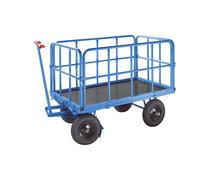 Carro manual de plataforma eurokraft pro, carga máx. 500 kg, con 4 paredes de tubo de acero