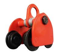 Carro manual resistente para polipastos de cadena, brida de ancho ajustable, carrito de empuje de 4 ruedas para aplicaciones eficientes de elevación y manejo de materiales