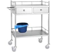 Carro Médico 2/3 Niveles, Carro De Tratamiento Acero Inoxidable Mesa De Instrumental/Vehículo Quirúrgico Vehículo Médico/Cajón Doble Carro De Belleza, Carros De Laboratorio(2 layer,60 * 40 * 86)