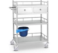 Carro Médico 2/3 Niveles, Carro De Tratamiento Acero Inoxidable Mesa De Instrumental/Vehículo Quirúrgico Vehículo Médico/Cajón Doble Carro De Belleza, Carros De Laboratorio(3 layer,60 * 40 * 86)