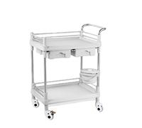 Carro médico con ruedas, cubo y 2 cajones grandes, carrito de salón de belleza, carrito de 2 niveles para SPA, ruedas silenciosas giratorias 360° para salón de belleza, SPA, hospital, oficina (Size :