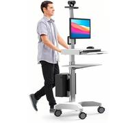 Carro médico con soporte para monitor, bandeja de teclado, ruedas, estación de trabajo móvil para clínica hospitalaria