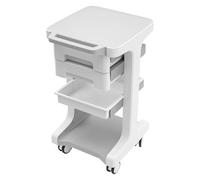 Carro médico para salón de belleza, con 2 cajones, ruedas universales, ABS, carrito de trabajo, peluquería, carrito de cosméticos, capacidad de carga de 50 kg, color blanco