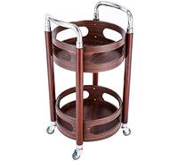 Carro Multifuncional con Ruedas y Estructura de Madera, Carrito de Servicio de Bebidas con asa Redonda y barandillas de protección, Carretilla de Mano Multiusos para Alma