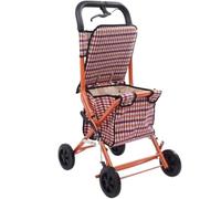 Carro para ir al trabajo para personas mayores, carrito de verduras que se puede sentar, empujado con frenos, carrito plegable, carrito para ir al trabajo de cuatro ruedas para personas mayores