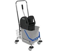 Carro para limpieza en húmedo Sprintus, 1 cubo rodante sencillo de 27 l, con manija de empuje