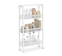 Carro para nichos Relaxdays, 77 x 13 x 45,5 cm, estantería Estrecha para baño y Cocina, 4 Niveles, Carrito Metal, Blanco