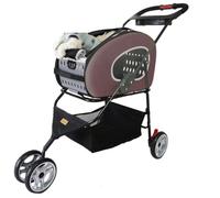 Carro Para Perros Cochecito Para Perros 5 En 1 Con Transportador Desmontable, Mochila Transportadora Para Mascotas Para Puupy Y Gatos De Hasta 17 Libras Carritos Para Perros(Bruin)