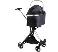 Carro Para Perros Cochecito Plegable Para Perros Y Gatos, Carrito Para Mascotas De Tamaño Mediano Y Pequeño, Cesta Transportadora Desmontable Para Cachorros Carritos Para Perros(Black)