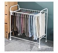 Carro Perchero para Pantalones con Ruedas Vertical de Alta Resistencia, Estante de exhibición de Acero Blanco y Negro para Jeans y Pantalones Casuales, Perchero para Pantalones Que Ahorra es
