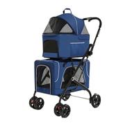 Carro Perro Para La Compra Cochecito Doble Para Mascotas Con 2 Bolsas De Transporte Desmontables, 4 Ruedas Bloqueables, Cochecito Plegable Para Perros Y Gatos Pequeños Y Medianos Carrito Para Perros P
