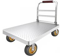 Carro plano de acero resistente con ruedas giratorias de 360°, carretilla de mano plegable para una fácil carga y almacenamiento en garajes, almacenes y tareas de mudanza.