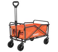 Carro Playa de Mano, Mango Regulable, Plegable, 2 Ruedas giratorias, 69x46x87 cm, Acero Epoxi anticorrosión-Tejido Oxford Naranja, Carretilla Multiusos, Carga 60 kg, Camping, jardín, Festival, Compra