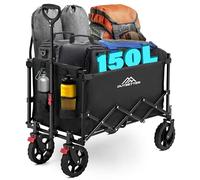 Carro Plegable con Ruedas, 150 L, Portal, Festival, Camping, carros con Mango Ajustable, Carro Plegable para Camping, jardín, Playa, Compras, al Aire Libre