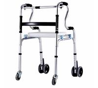 Carro plegable para personas mayores, ajustable en altura, ayuda para la movilidad con cojín de asiento extraíble para personas mayores, capacidad de 180 k, color plateado El doble de comodidad