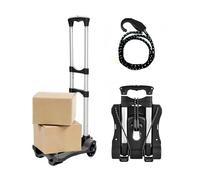 Carro Plegable Ultraligero - Carretilla de Transporte Plegable con 2 Cuerdas Extensibles, Carretilla de Aluminio 2 Ruedas de PU,Capacidad de Carga 40 kg Ideal para mudanzas, Compras, Maletas