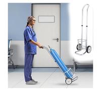 Carro portacilindros Ajustable de aleación de Aluminio para Tanques de Gas, con 2 Ruedas, Soporte Plateado para Cilindros de 2, 4, 6, 8, 10 y 15 l, Ideal para fábricas y talleres (14,5 cm de