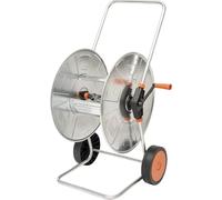 carro portamanguera - estructura metálica robusta, capacidad para 30 m de manguera, ruedas para fácil transporte, diseño compacto y ligero.