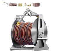 Carro portamangueras de jardín de alta resistencia, carrete de manguera de jardín de acero inoxidable, con mango giratorio de 360°, ideal para césped, huertos y lavado de coches.(B,20m)