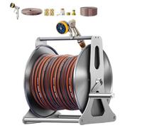 Carro portamangueras de jardín de alta resistencia, carrete de manguera de jardín de acero inoxidable, con mango giratorio de 360°, ideal para césped, huertos y lavado de coches.(A,40m)